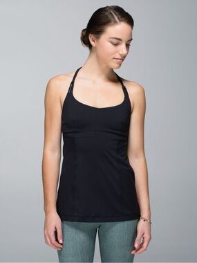 lululemon athletica Wandering Yogi Black Slim Halter Top size medium
